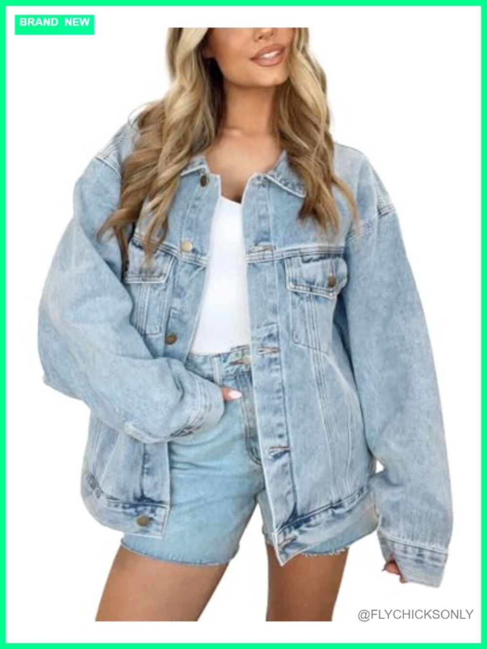 Oversized Long Denim Jacket Button Down Trucker Shacket